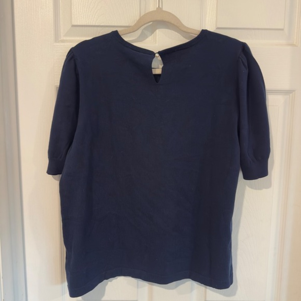 Vince Camuto Womens XL Navy Blue Puff Short Sleeve Pearl Back Sweater C1553218S - Picture 6 of 6